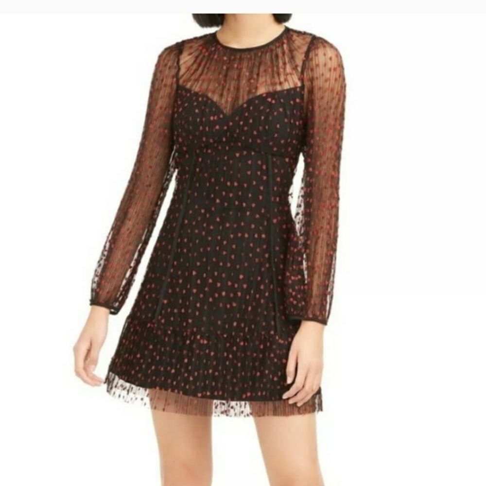Foxiedox Black Sheer Heart Dress Size Small